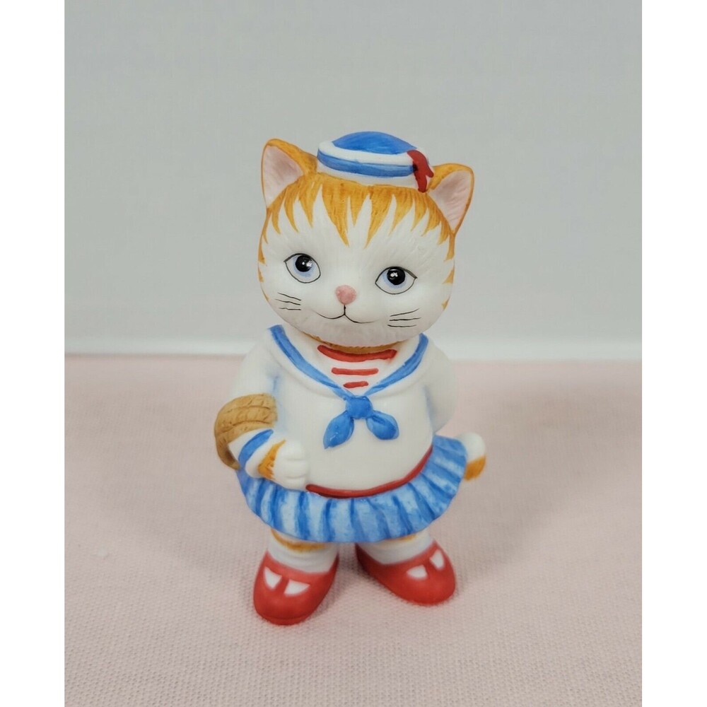 Sri Lanka Homco Cat Sailor Girl figurine Vintage 1993